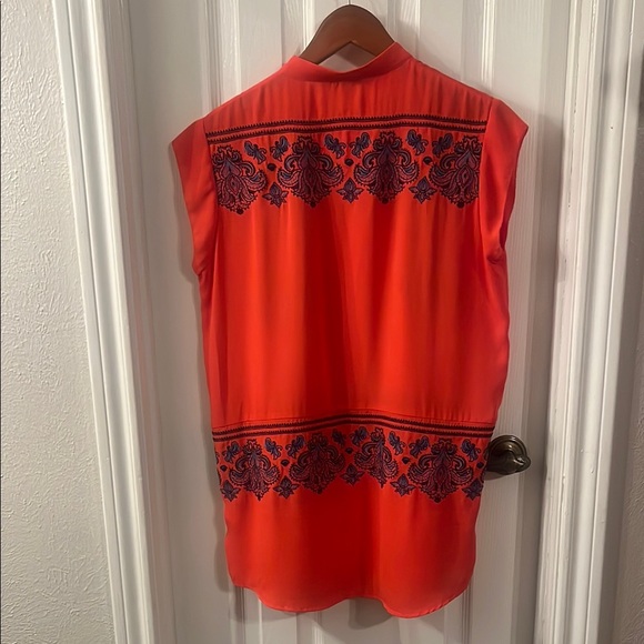 Embroidered Red Sleeveless Blouse - Picture 2 of 3
